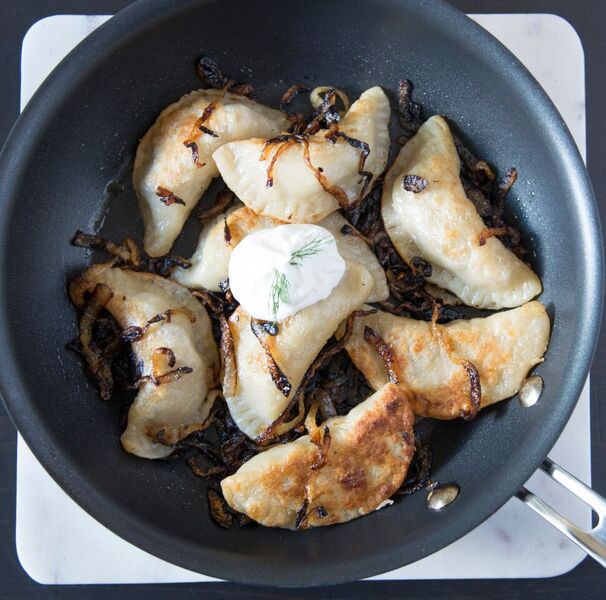 Pork and mushroom pierogies... and the lady from Berlin