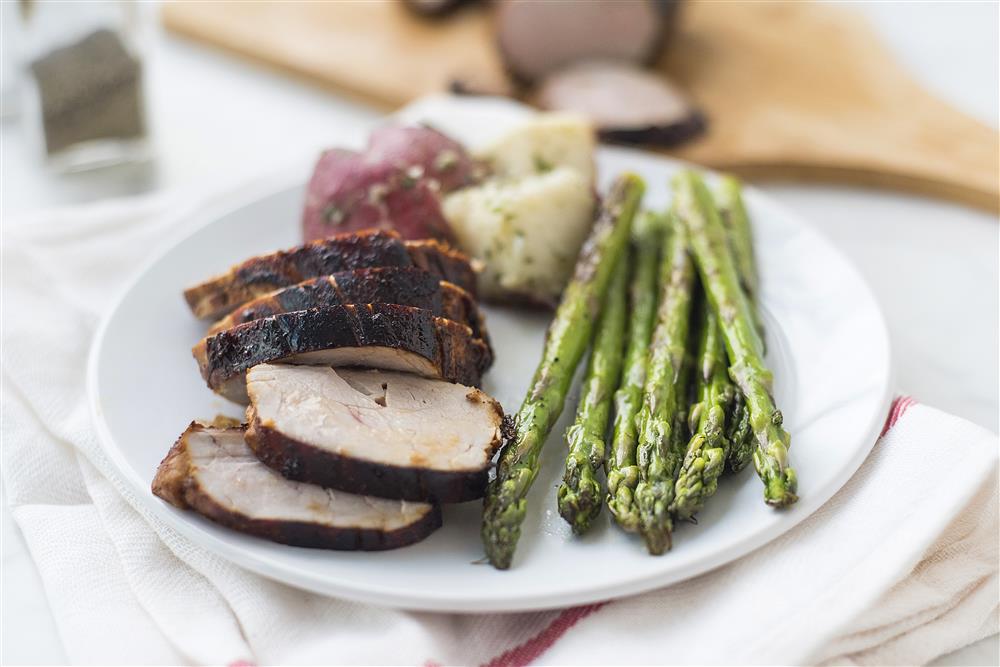 Back to the Barbecue with BBQ Asian Pork Tenderloin and Asparagus