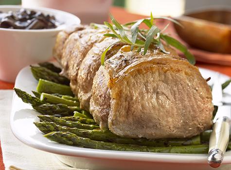 Roast Pork Loin with Portobello Mushrooms and Tarragon