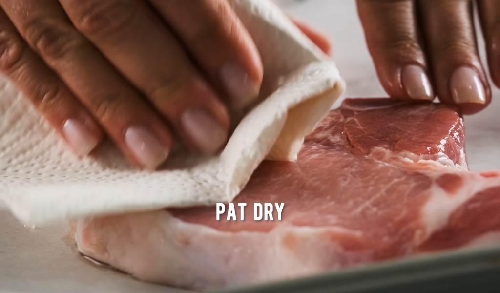 Step 6 to brining pork - pat dry